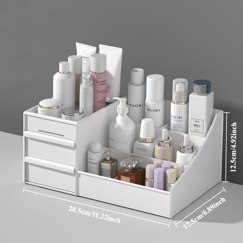 3 Layers Desktop Sundries Cosmetic Box Lipstick Skincare Products Storage Box Dresser Drawer Type Plastic Jewelry Storage Rack