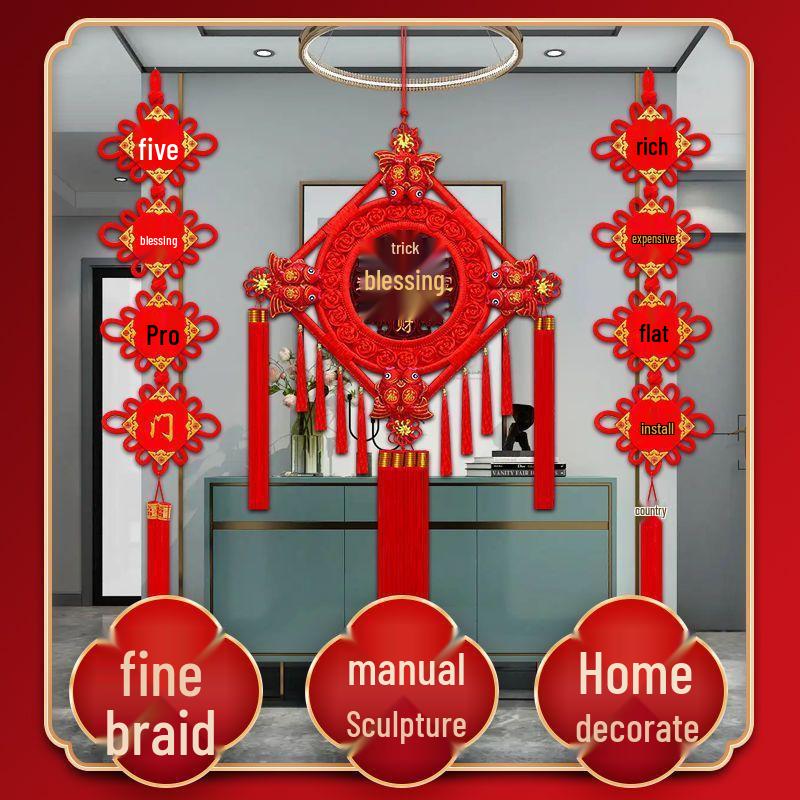 2025 High-End Chinese Knot Peace Fu Character Five Blessings Door Ornament for Living Room and Housewarming Decoration