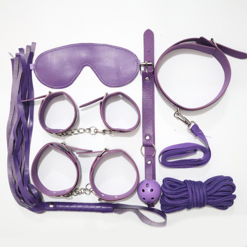 10-Piece Leather Bondage Set: Handcuffs, Collar & More for Couples