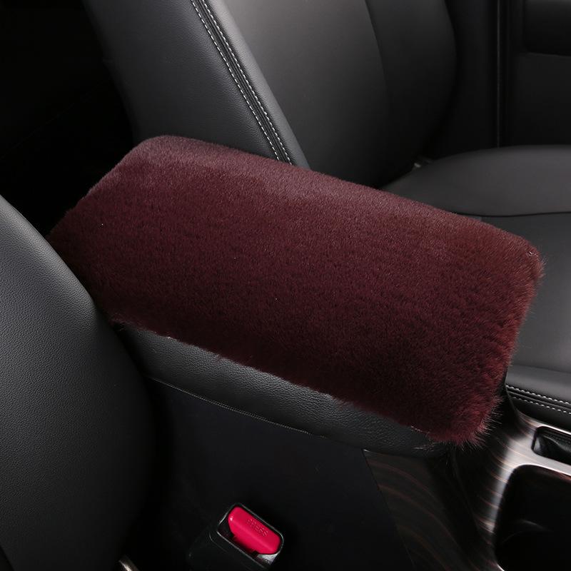 Universal Winter Furry Plush Polyester Armrest Box Pad Cover Center Console Box Armrest Pad Cushion Women Car Accessories