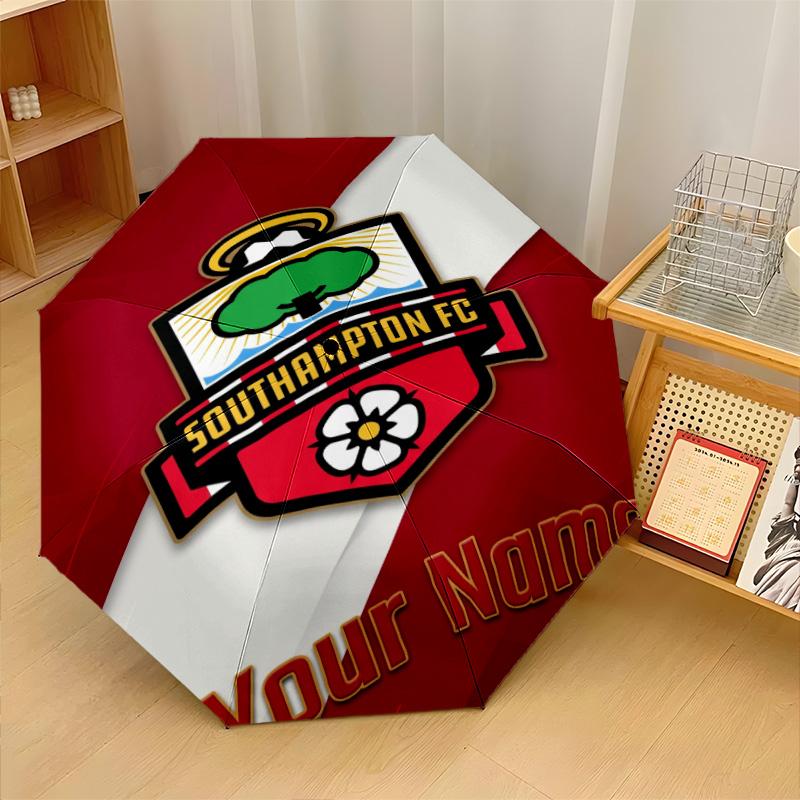 Southampton FC Automatic 3‑Fold Umbrella 8‑Rib Windproof Folding Umbrella Sun Rain Protection For Outdoor Travel Daily Use