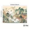 2D Chinese Temple Waterfall Crane Backdrop for Wall Hanging Decor
