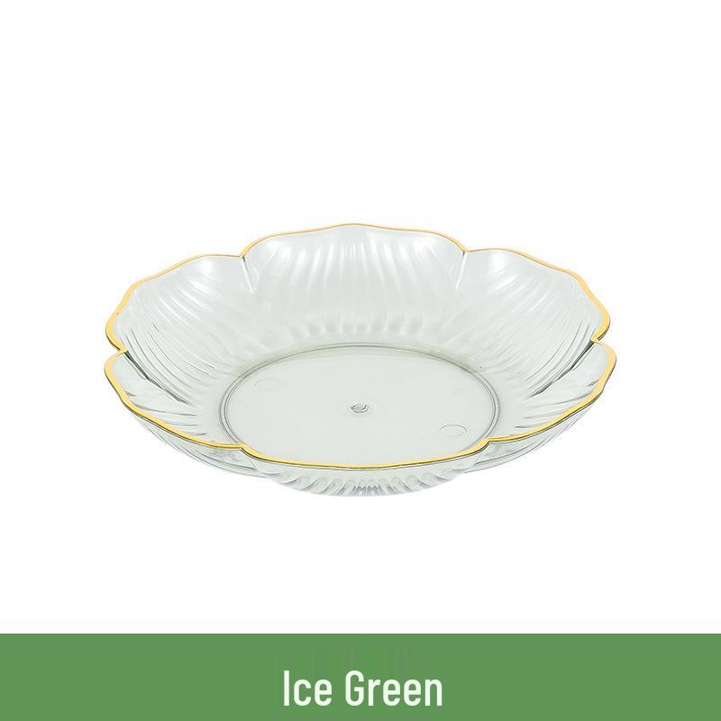 Elegant Gold-Edged Plastic Fruit Plate - Stylish Square Bone Dish for High-End Living Room Decor