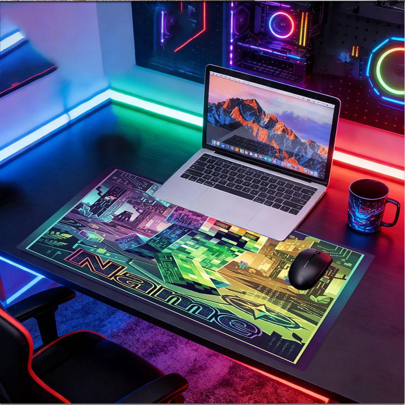 Custom Name Personalized Minecaraft Pattern Mousepad, Laptop PC Desk Mat, Decorative Desk Mat for Home Keyboard Pad Gift