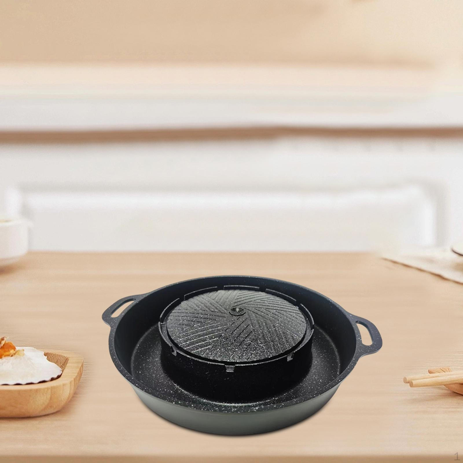 

2 в 1 сковорода-гриль корейская посуда для барбекю, портативный инструмент для приготовления пищи, поднос для мяса на гриле для путешествий в сад, S