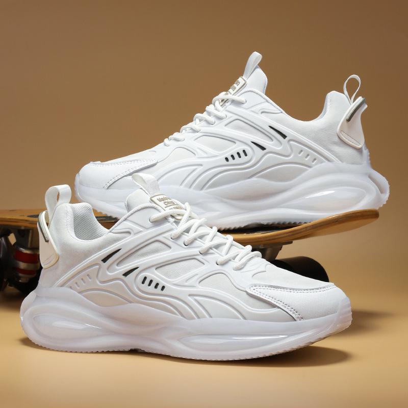 2024 Men's Casual White Lightweight Running Shoes - Trendy, Soft Sole Sports Sneakers