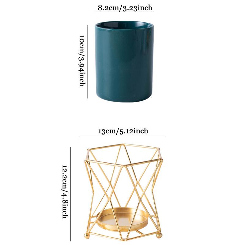 WTEMPO Ceramic Vases with Iron Stands Cylindrical Vases for Living Room Dining Table Decor Vases for TV Cabinet and Coffee Table Decor Vase Ornaments