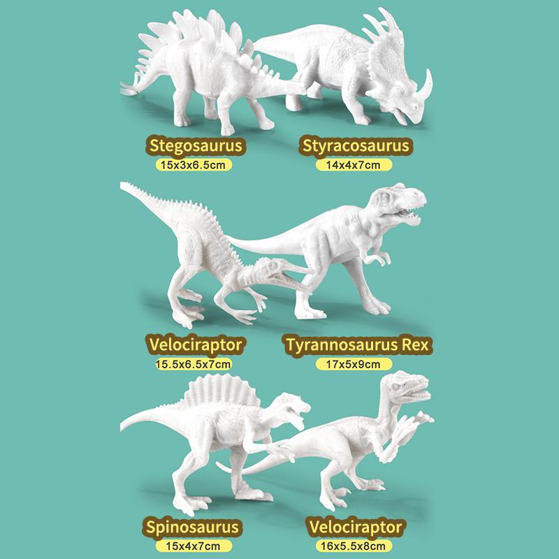 Paintable Dinosaur White Embryo Toy 1 Set DIY Graffiti Animal Model for Kids Educational STEM Craft Home Entertainment