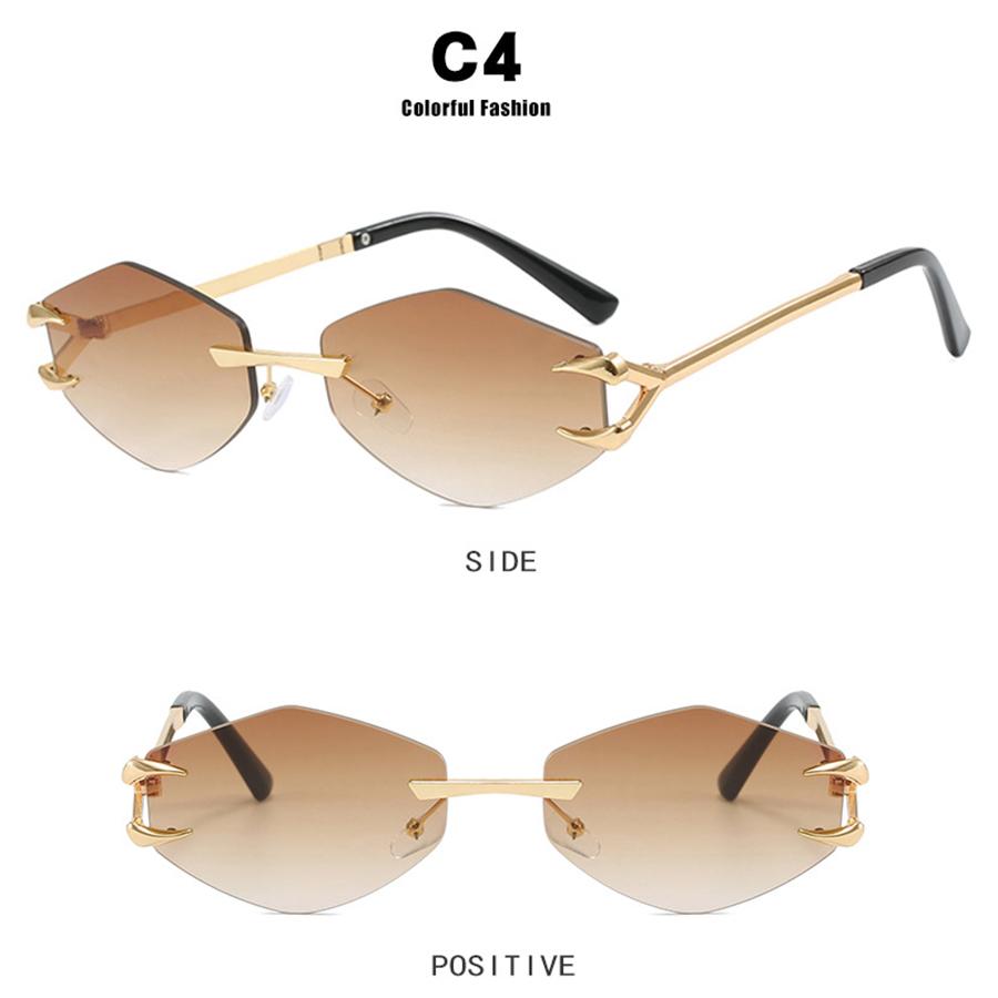 New Women Sunglasses Personalized Frameless Eyeglass Polygonal Sun Glasses Casual Hip-Hop Trend Outdoor Shades Men Uv400