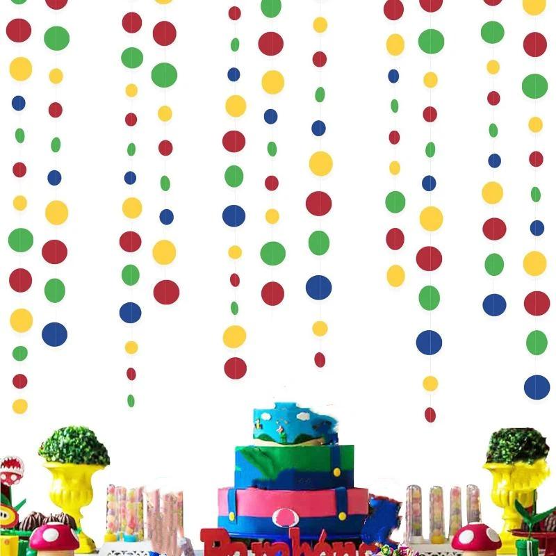 New Paper Circle Garland Banner Round Dots Colorful Colorful Dot Garland Hanging Party Garland Wedding Decorations
