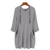 Women's Fashionable Solid Color Long Sleeved Pocket Long Loose Pullover Top