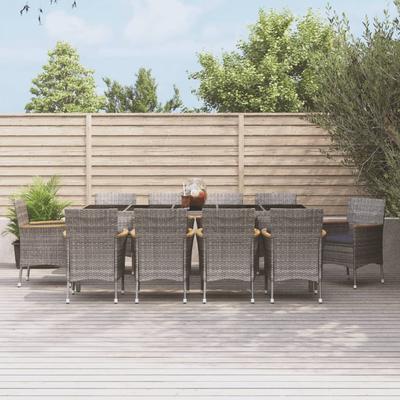Vidaxl 11-Cz. Garden Furniture Set, With Cushions, Grey PE Rattan