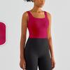 Women's Comfortable One Piece Fixed Cup Yoga Top Sleeveless Longline Sports Bra Wide Strap Yoga Camisole