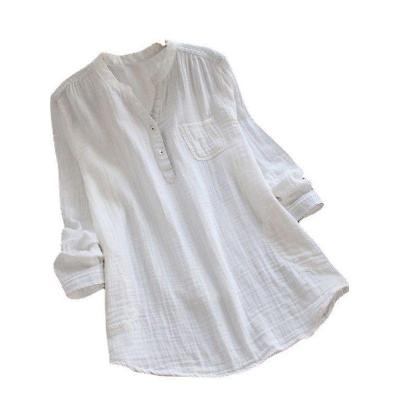 Solid-Color Loose Long-Sleeve Shirt Top Pure Color Loose Long Sleeve Shirt Top