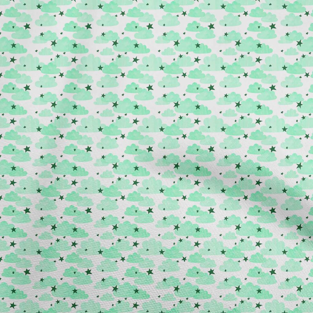 oneOone Cotton Poplin Light Blue Fabric Water Color Sewing Material Print Fabric By The Yard 42 Inch