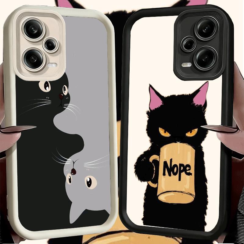 Phone Case for Xiaomi Redmi Note 15 14 13 Pro Plus Black Cat Cartoon Cute Shell 12S 11 11S 11T 5G 14S Soft Silicone Funda