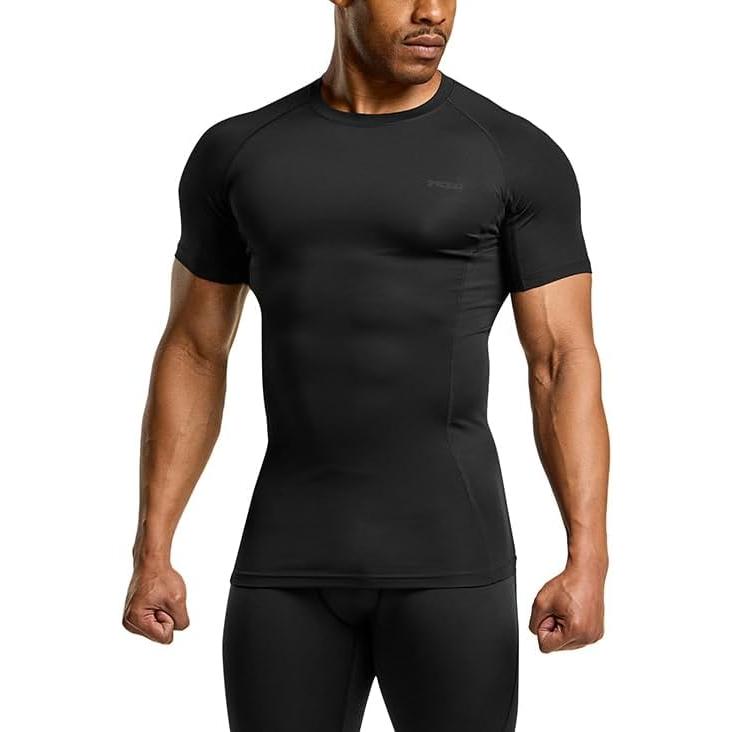 [Tesla] Compression Wear Men s Short Sleeve [UV Protection/Sweat Absorbent Quick Drying] Sports Inner Compression Shirt Running Training Fitness