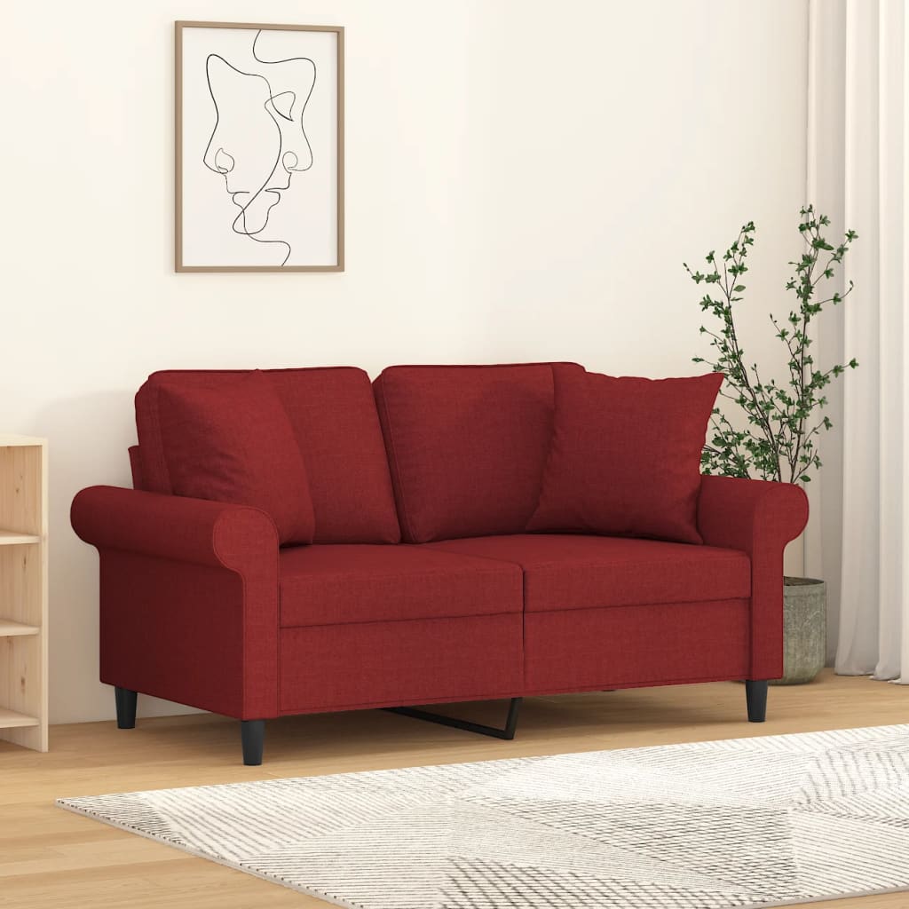 Decorative Cushions 2 pcs Burgundy 40x40 cm Fabric