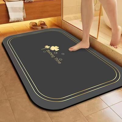 Tapis de salle de bain en boue de diatomée douce en trèfle à quatre feuilles, tapis de toilette antidérapant à séchage rapide