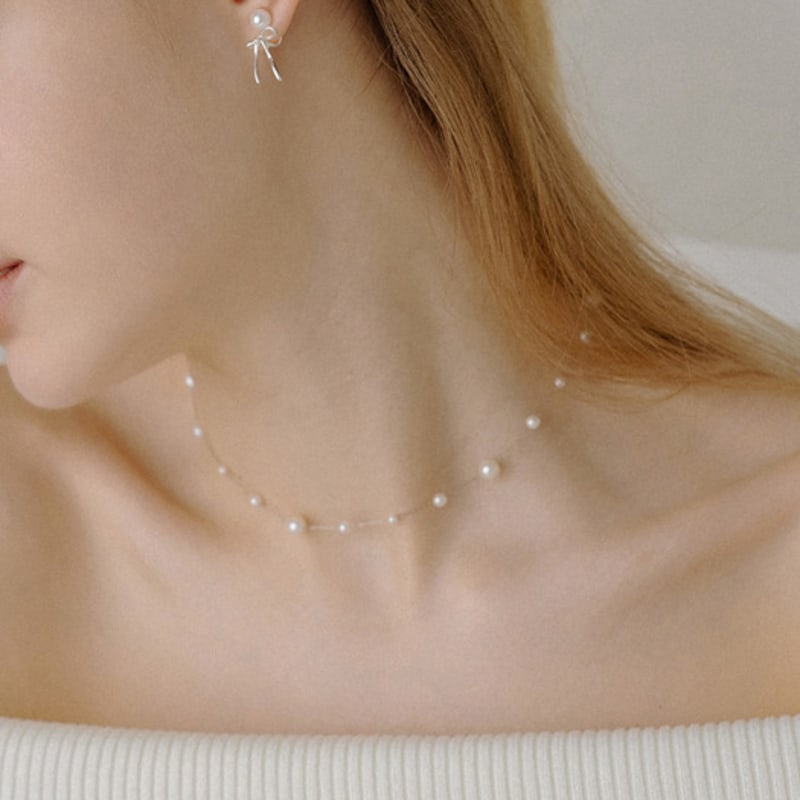 HAS HLD028 Silver Chain pearl necklace