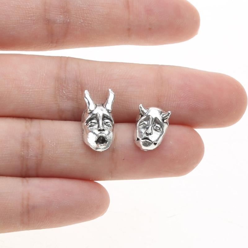 Modische Teufel Prajna Totenkopf Ohrstecker Trend Gehörnter Dämon Babygesicht Ohrringe Coole Ohrstecker Schmuck Anhänger für Unisex