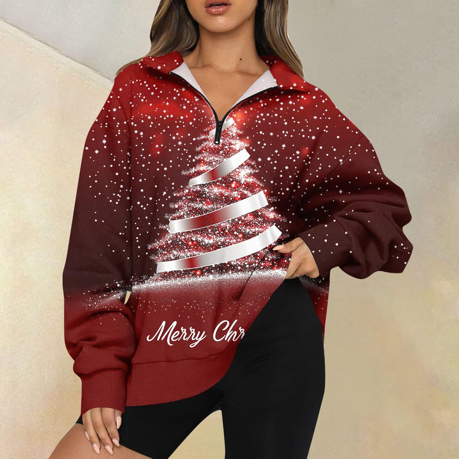 

Женская повседневная мода с длинным рукавом и принтом, свободный свитшот на молнии XL винный