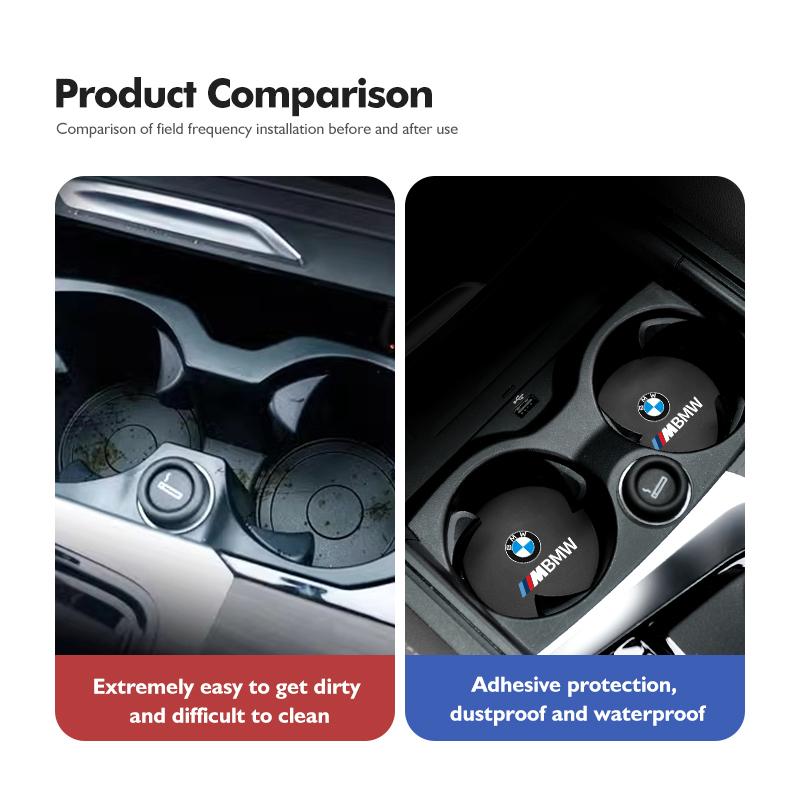 2PCS Suede Car Coaster Water Cup Slot Non-Slip Pad For BMW Performance X1 X3 X5 E39 E46 E90 F20 E60 F30 M3 M5