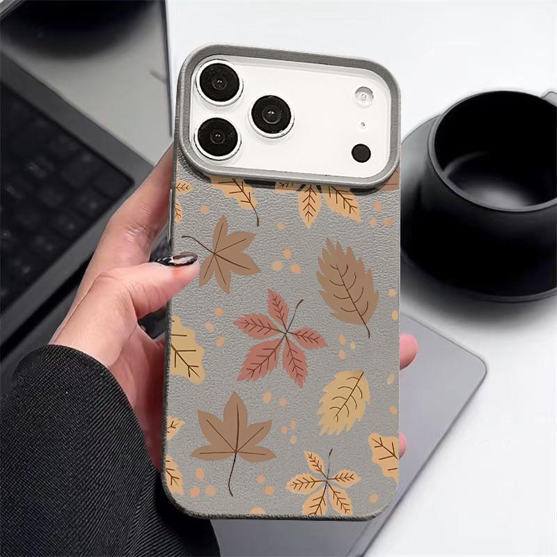 Herbst-Ahornblatt-Muster Handyhülle Für iPhone 17 Pro Max Funda iPhone 16 Pro Max 15 14 13 12 11 16e Air-Leder-Textur Abdeckung Coque