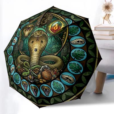 Snake Mandala Symbols Pattern Umbrella, Portable and Foldable Design, 8 Ribs, a Casual Accessory for Halloween, Christmas, and Birthday Gifts.