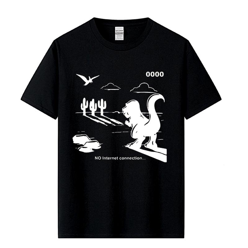 Men's T-shirt100%cotton Casual Funny Dinosaur Print T-shirt Loose O-neck Tshirt Short Sleeve T-
