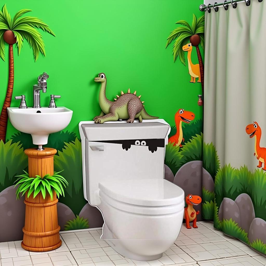 Blalck 3D Toilet Monster Funny Bathroom Seat Decor Removable Sticker Wall Art Decal Toilet Lid Decals