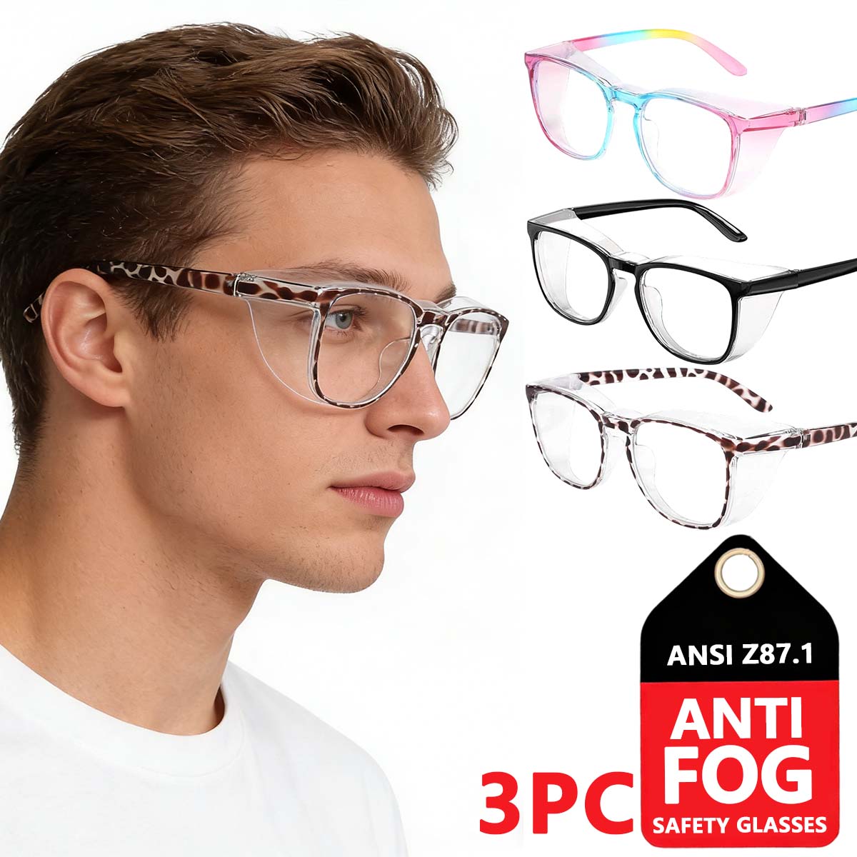 

fashion safety glasses for men glasses for men neutral lenses large protective anti fog safety glasses for women HM9