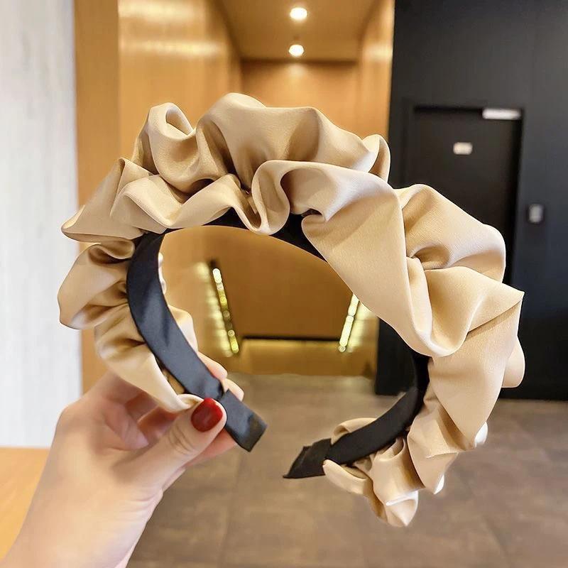 Solid Color Satin Hairbands for Women Flower Hair Bands Headdress Headband Girls Hair Hoop Female Hair Accessories Headwear