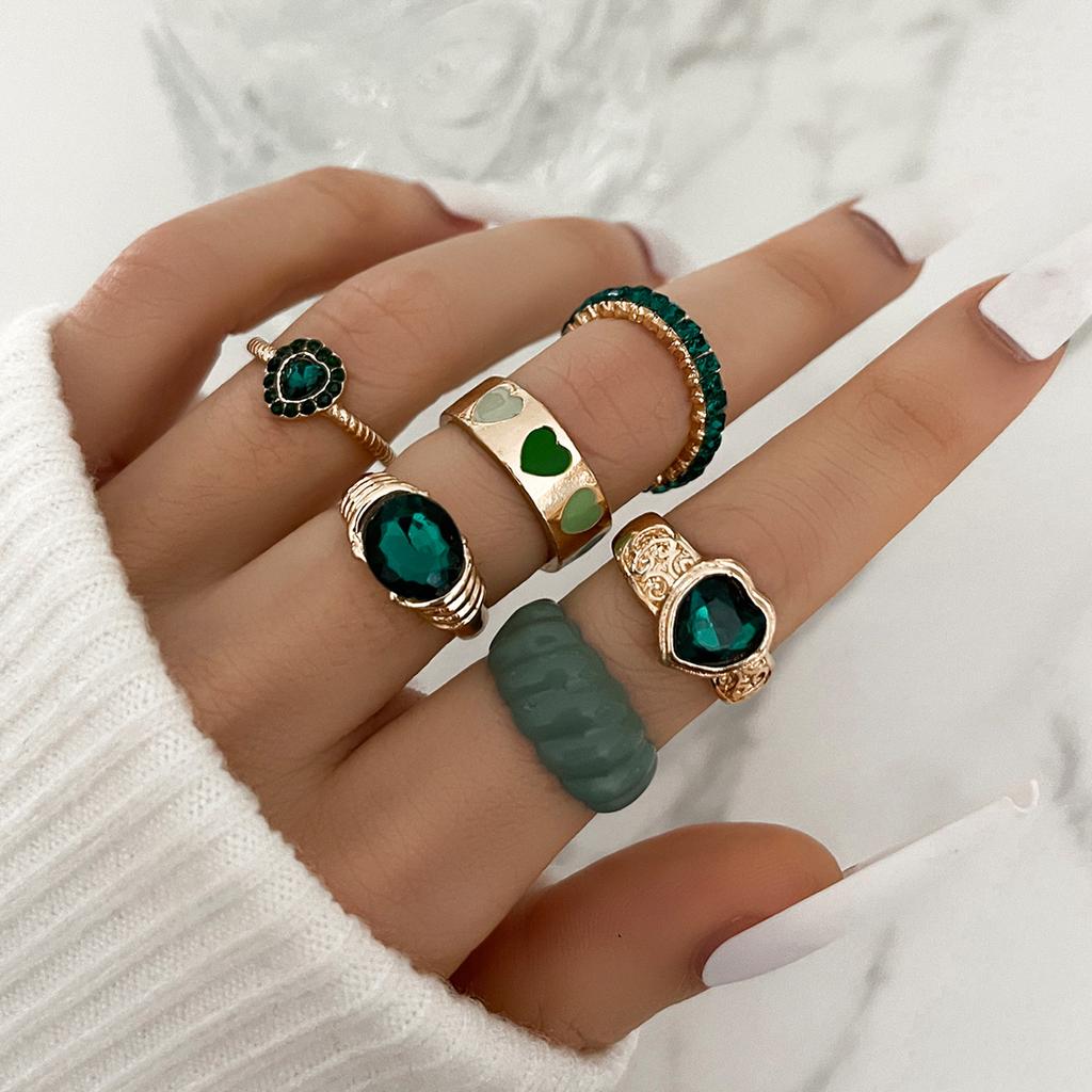 Bohemia Geometric Colorful Enamel Kunckle Ring Set For Women Butterfly Heart Sign Finger Ring Female Daily Jewelry