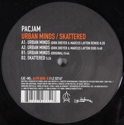 12 Zoll Schallplatte PACJAM - Urban Minds / Skattered ALPH00656 Alphabet City 2007 Deutschland Dance & Electronica Gebraucht