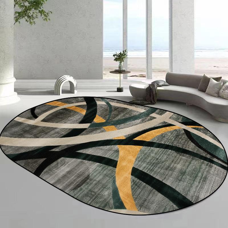 Modern Style Oval Carpets for Living Room Abstract Home Decoration Mat Large Bedroom Rug Non-slip Coffee Tables Mat Washable