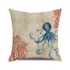 Watercolor Painting of Coral Marine Creatures Digital Printing Short Plush Pillow Covers for Car Sofa Office Cushion Cover