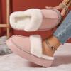 Winter Damen Plateau Hausschuhe Warm Plüsch Hausschuhe Damenmode Indoor Outdoor Flauschige Wildleder Pantoletten Weibliche Schnee Baumwollschuhe