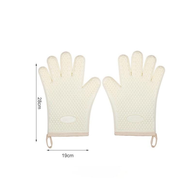 Hitzebeständige Silikonhandschuhe Mikrowellenofen Backhandschuhe Küche Verbrühschutz Rutschfest Silikon BBQ Hitzeschutz Fäustlinge