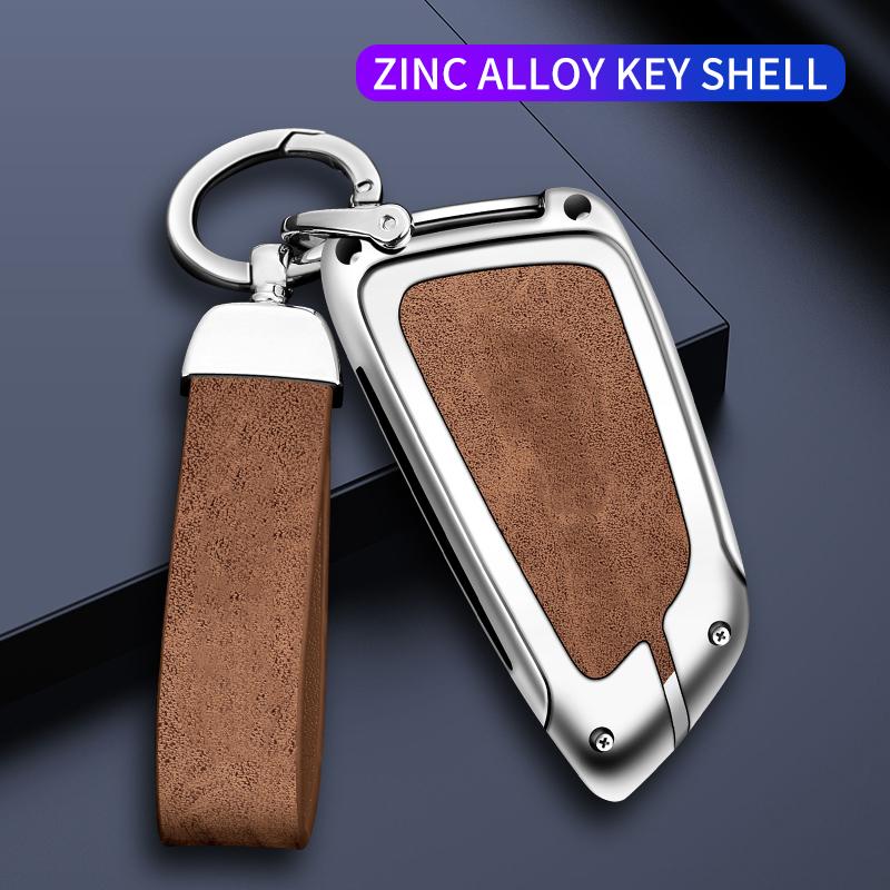 Zinc Alloy Leather Car Key Case For Bmw X5 X3 X1 X6 X7 1 3 5 6 7 Series G20 G30 G11 F15 F16 G01 G02 E39 E46 Car Key Case
