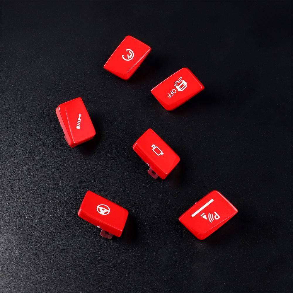 6Pcs/Set Gear Shift Switch Button Trim Red For BMW M3 F80 15-19 M4 F82 15-20 LHD
