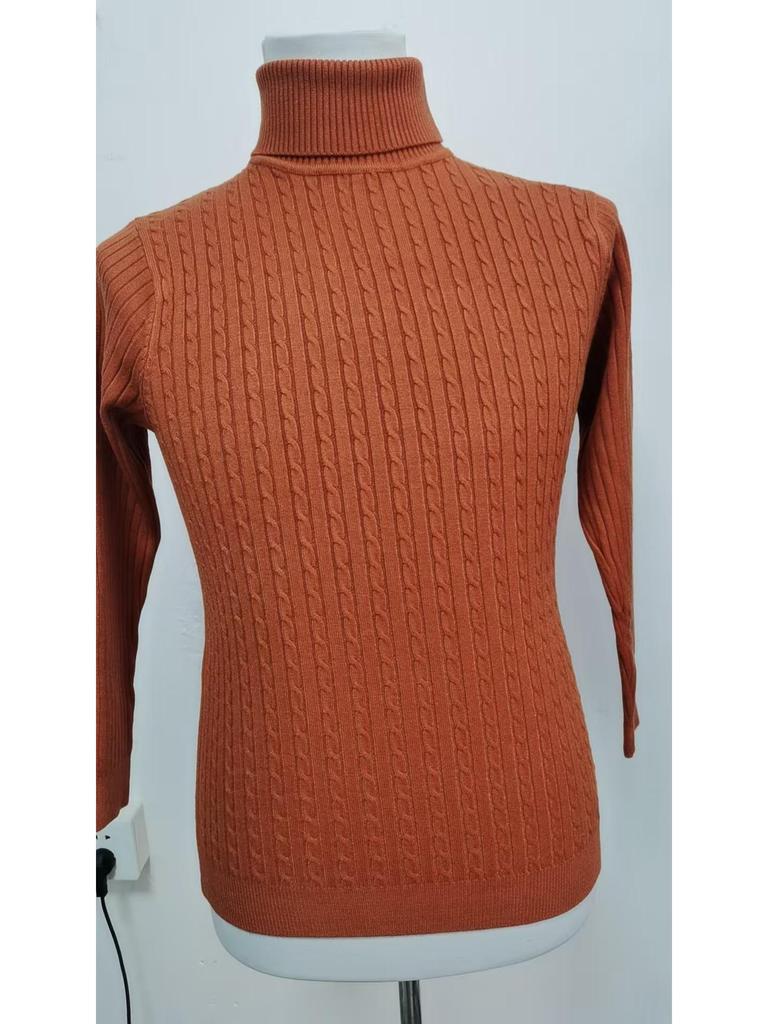Men's Slim Fit High Collar Knitted Sweater Pullover - Trendy Cross-Border Autumn/Winter Long Sleeve Twisted Design