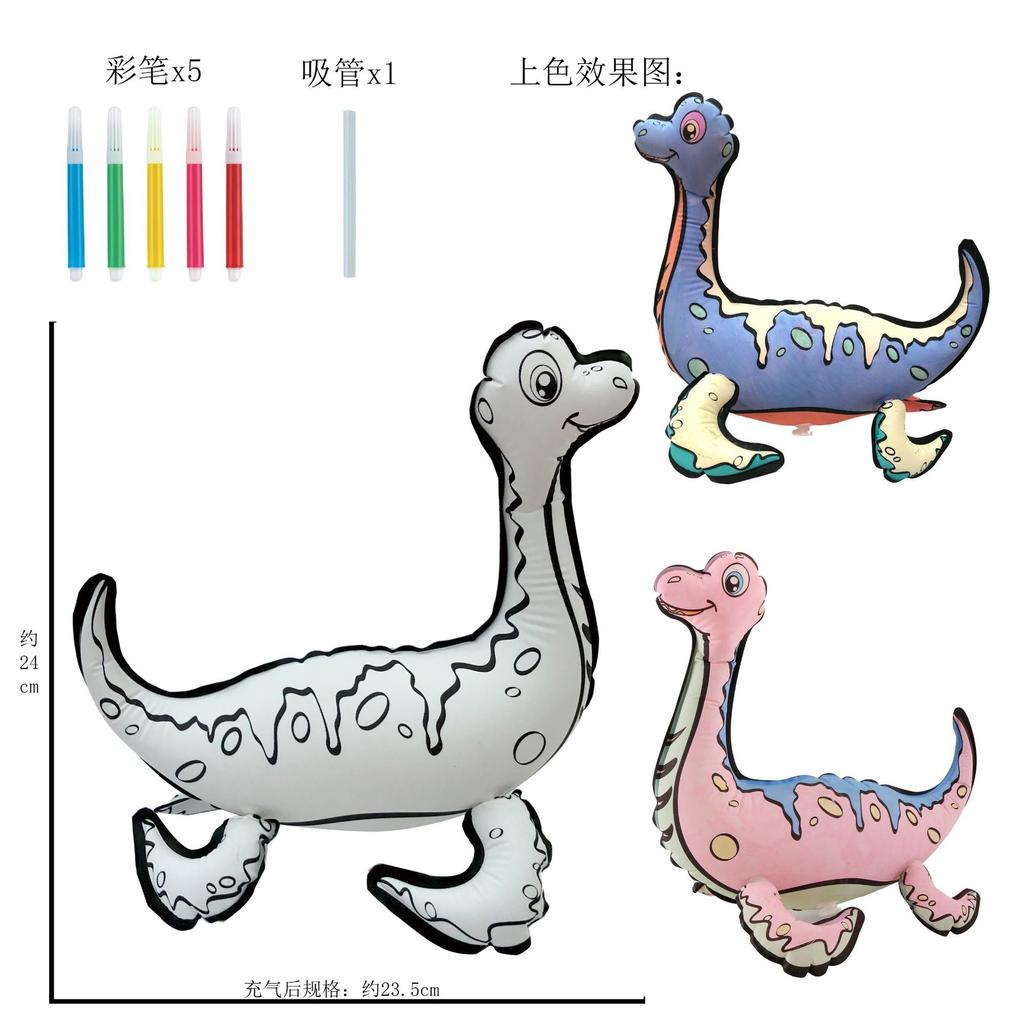 Children'S Handmade Painting Diy Creative Hand-Painted Parent-Child Activity Blank Coloring Graffiti Dinosaur Inflatable Toy