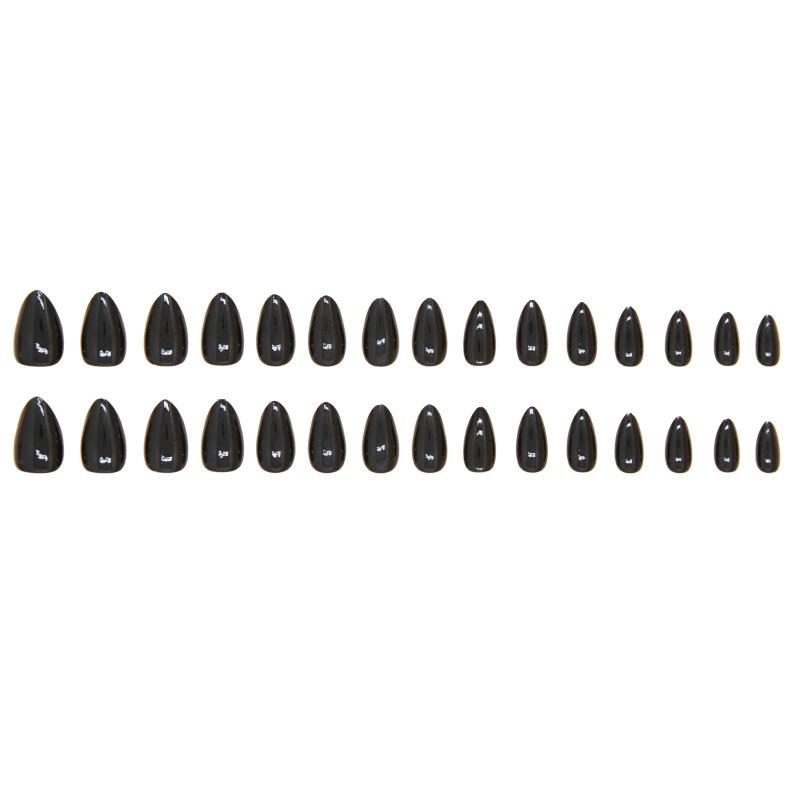 Nálepky na nehty Krátké mandlové nálepky na nehty Nositelné nehty Odstranitelné Jednobarevné Černé nálepky na nehty 30 kusů