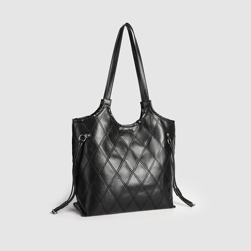 Stylish Diamond Plaid Tote Bag Commuter All-in-one Shoulder Bag Underarm Bag Lady