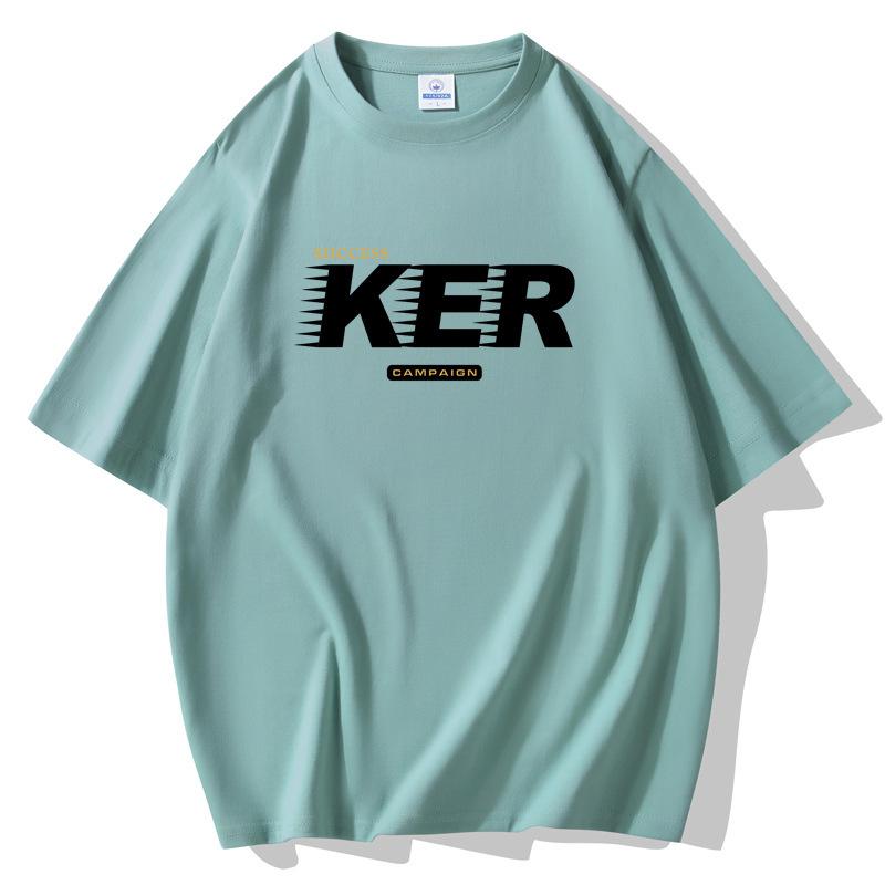 S-5XL KER Men's Loose Short Sleeves T-Shirt 100% Cotton