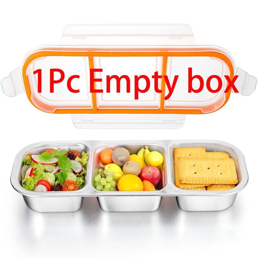 

Stainless Steel Snack Containers with Lids,3 Compartment Reusable Snackle Box Container,Metal Food Storage Containers for School