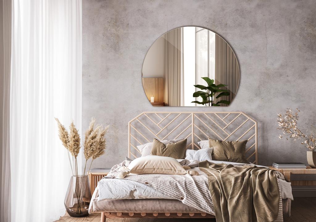 Lustro Okrągłe Ze Ściętym Boki Szlif Premium Do Salonu, Korytarza 90 Cm, Designerskie I Wysokiej Jakości
