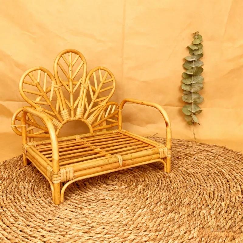 Retro Rattan Basket Chair Newborn Photo Props Infant Posing Bed Backdrops Baby Studio Photography Accessories For Boys Girls