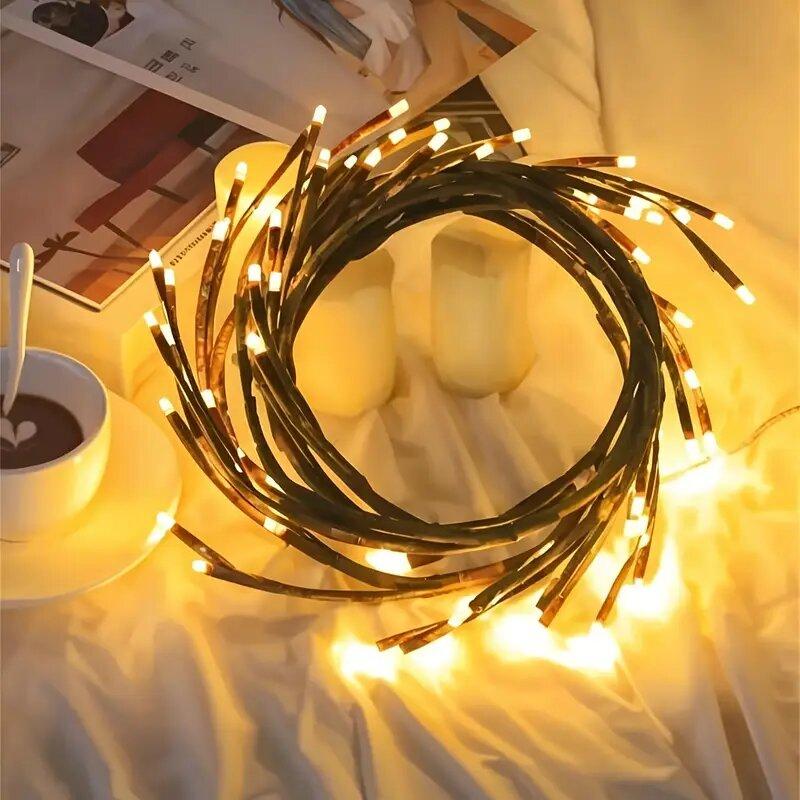 

1шт 48LED Фіолетові DIY Штучні Вогні Лози Верби Живлення від USB Гірлянда Світла Настінні Декоративні Вогні Для Дому Різдва Хелловіну 1PC 48LED теплим білим кольором